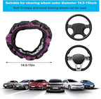 Car Steering Wheel Cover, 15-Inch Non-Slip Leather Steering Wheel Protector, Universal Soft Cover Mat For Car Truck SUV, Interior Car Accessories (Purple)