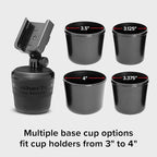 CupFone, Universal Cup Holder Phone Mount for Cars – Adjustable & Secure Fit with Open Access for Charging – Compatible with iPhone, Android - Black