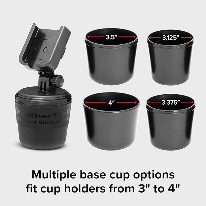 CupFone, Universal Cup Holder Phone Mount for Cars – Adjustable & Secure Fit with Open Access for Charging – Compatible with iPhone, Android - Black
