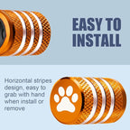 Tire Valve Stem Caps Cover - (5 Pack) Tire Air Caps Metal with Plastic Liner Corrosion Resistant Leak-Proof Dog Paw Print for Car Truck Motorcycle Bike Orange
