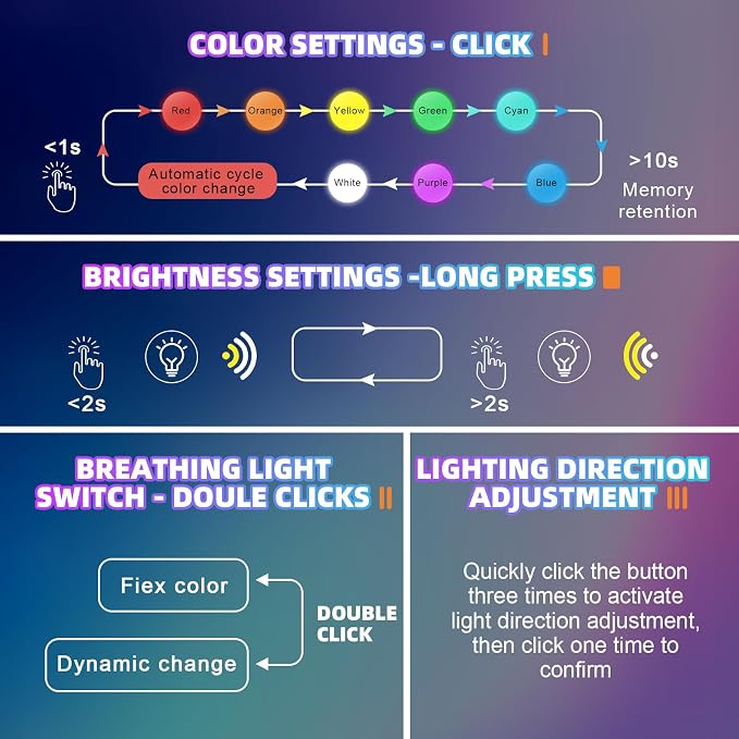 2 Pcs Mini USB LED Light Car LED Interior Lighting 5v RGB Foldable Ambient Lighting Adjustable 8 Color and Brightness Smart USB Night Lamp for Cars Laptop Keyboard (USB-A)