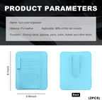 2PCS Small Leather Car Sun Visor Organizer, Multifunctional Auto Visor Document Holder with Sunglasses Clip, Universal Car Interior Organizer for Drving License, Card, Pen (Blue)