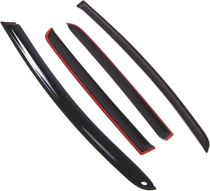 WD2-799B Dark Smoke 4 Pcs Set Window Visor (Outside Mount) Deflector Rain Guard Compatible with 2017-2018 Honda Fit