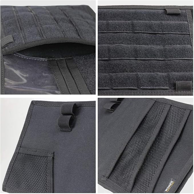 WYNEX Car Sun Visor Organizer with Double-Sided Folding MOLLE Panel, Auto Sun Visor Storage for Essentials & Tactical Gear, Compatible with Cars, Pickup, Trucks, Vans, SUVs