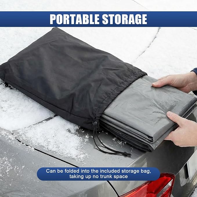 YoRise Car Windshield Snow Cover, Automotive Front Windscreen Ice Guard with Side Window & Rearview Mirror Cover, Winter Universal Vehicle Protection Accessory for SUV, Sedan (Black)