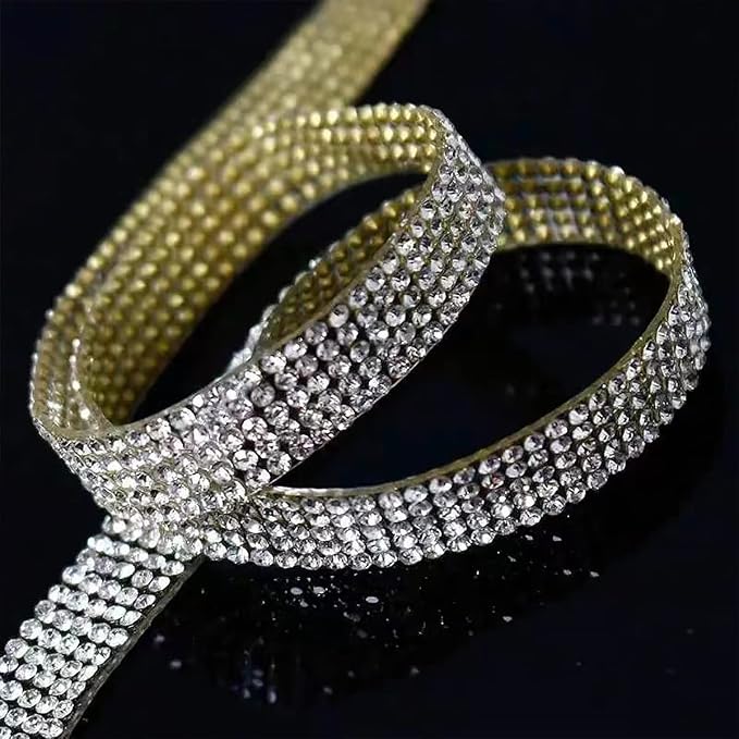 4PCS Bling Car Door Edge Guards Protector, Diamond Auto Side Door Anti-Collision Crash Strip Sticker, Crystals Vehicle Anti-Scratch Bumper Tape, Universal for SUV Truck Pickup (White)