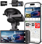4K STARVIS 2 Dash Cam Front and Rear, 5GHz WiFi 20MB/s Download, 128GB Card Included, Voice Control, Dash Camera for Cars with 3.18" Touch Screen, GPS, Loop Recording, Parking Mode(F7N Touch)
