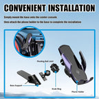 Car Phone Mount for Toyota RAV4 2013-2018 | 15W Wireless Fast Charging, Auto-Clamping Center Console, One-Hand Operation, 360° Adjustable, Without Blocking Airflow