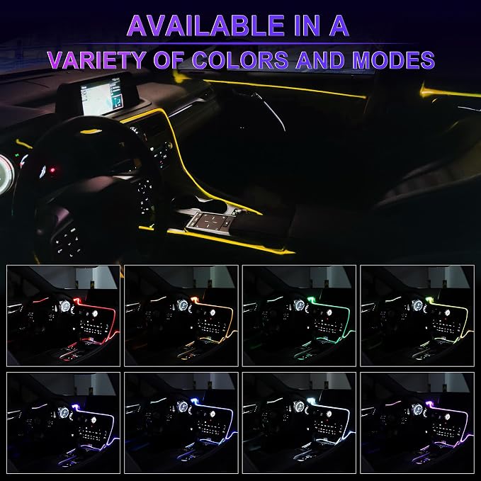 Smart Car LED Interior Lights with USB Port, LED Strip Fiber Optic Lights, Wireless App Control, Sync to Music, Car Accessories Gifts for Women and Men, 5 in 1