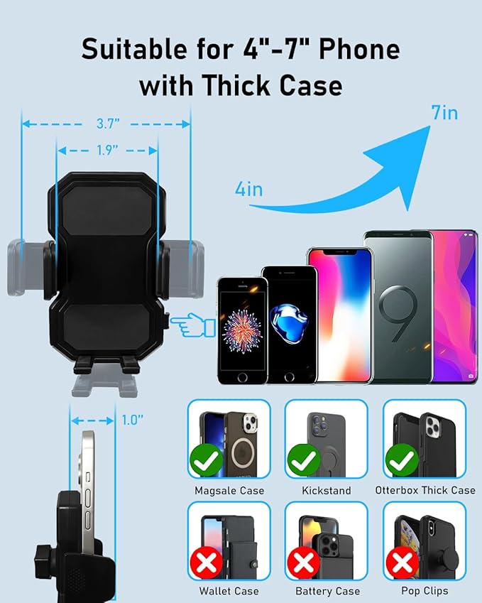 Car Cup Holder Expander with Phone Holder | 2 in 1 Car Phone Mount & Cup Holder, Adjustable 360° Rotation Gooseneck, U-shaped Handle Slot, Fits Phone and Drinking Bottle
