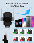 Car Cup Holder Expander with Phone Holder | 2 in 1 Car Phone Mount & Cup Holder, Adjustable 360° Rotation Gooseneck, U-shaped Handle Slot, Fits Phone and Drinking Bottle