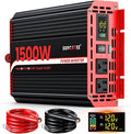 1500W Power Inverter 12V DC to 110V/120V AC Converter, Peak Power 3000W Car Inverter with LCD Display, 2 AC Outlets, 3.1A USB Port for Vehicles, Camping, Travel, Emergency Use