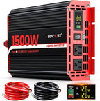 1500W Power Inverter 12V DC to 110V/120V AC Converter, Peak Power 3000W Car Inverter with LCD Display, 2 AC Outlets, 3.1A USB Port for Vehicles, Camping, Travel, Emergency Use