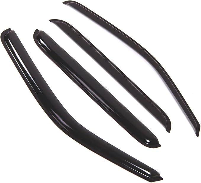 WD2-528 Dark Smoke 4 Pcs Set Window Visor (Outside Mount) Deflector Rain Guard Compatible with 2006-2014 Honda Ridgeline