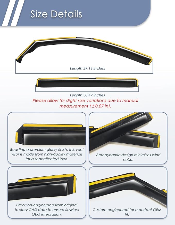 in-Channel Window Rain Guard for Fit for Volkswagen Tiguan 2018-2024 Rain Guards Side Window Visors Low Profile Vent Visor Window Deflectors Vent Shades Car Accessories