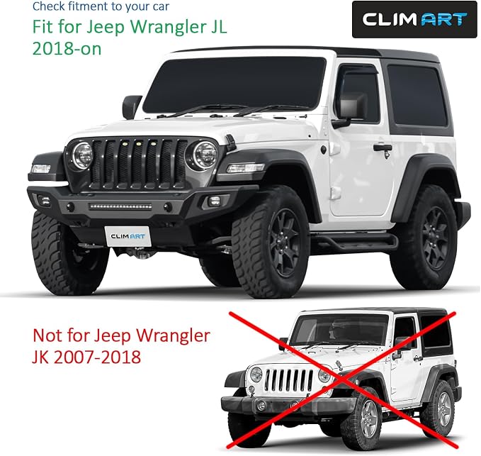 in-Channel Incredibly Durable Rain Guards for Jeep Wrangler JL 2018-2026/Jeep Gladiator 2020-2026, Original Window Deflectors, Vent Window Visors, Vent Deflector, 2 pcs. - 318169