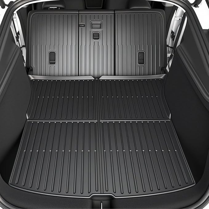 Tesla Model Y Juniper 2025 2026 Floor Mats & Cargo Liners Full Set 9 PCS Extra-Thick TPE CabinProtect™ for 5-Seater | All-Weather Pet & Child-Friendly Accessories(Not for Standard)