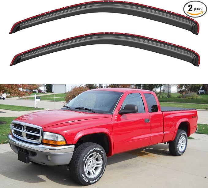 in-Channel Window Visors Rain Guards Shield for 1997-2004 Dodge Dakota Regular Cab, 2Pcs Window Vent Wind Deflectors Visors Shades for 97-04 Dakota