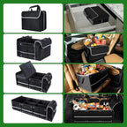 Snuopfy,115L Heavy Duty Collapsible Trunk Storage, with Insulated Leakproof Cooler Bag Vehicle Cargo Organizer with Lid, 3 Compartments, Straps For Car,Suv,Jeep,Sedan-Black