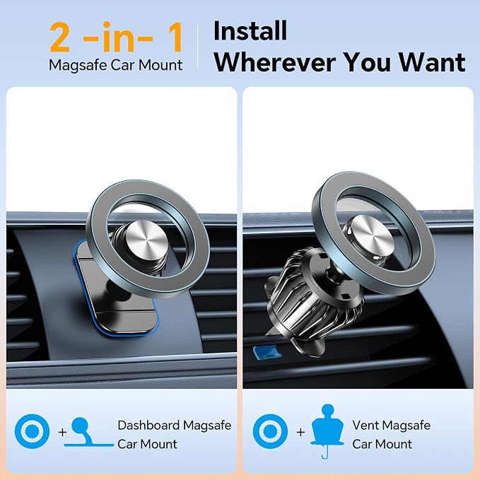 for Magsafe Car Mount【20 Strong Magnets】Magnetic Phone Holder for Car Phone Holder Mount Dash Mounted Holders Cell Phone Holders for Your Car Accessories for Women Men for iPhone 17 16 15 14
