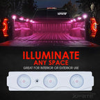 Pink LED Truck Bed Light Kits with On/Off Switch, for Pickup Exterior Interior Rock Neon Lights, Footwells, Running Boards, Cargo, Underglow, Tonneau Cover, Rail Lighting - 8 PCs
