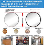 11.65 Inch Frameless 1.8mm Thick Acrylic Convex Mirror - Adjustable Wide Angle View Indoor Security Mirror for Garage Parking Warehouse Office and Corner Security Traffic, 2 Pack