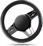 Car Steering Wheel Cover - Microfiber Leather Steering Wheel Wrap Sports 14.5-15 Inch Steering Wheel Cover Non-Slip for Men Women Grey Color
