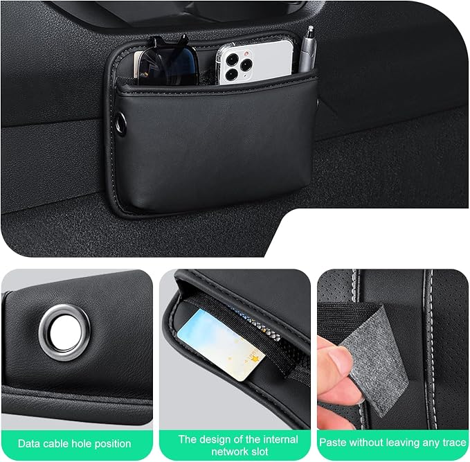 2 PCS Car Seat Side Storage Pockets, Multifunctional Console Side Organizer Bags, PU Leather Car Seat Side Pocket Pouchs, Universal for Most Cars
