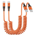 Coiled USB A to USB C Cable for Car [6FT, 2Pack], USB to USB C Cable Fast Charging 60W, USB Type C Cable iPhone Charger USBC Cord for iPhone 17/16/15/Pro Max/Plus/Samsung Galaxy S26/S25/Ultra-Orange