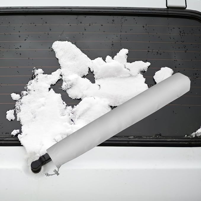 2Pcs Windshield Wiper Blade Cover, 25.5x3.9in Polyester RV Windshield Wiper Blade Protector, Gray Wiper Blade Protector, Waterproof Rainproof Bird Droppings Wiper Cover for Car SUV Truck