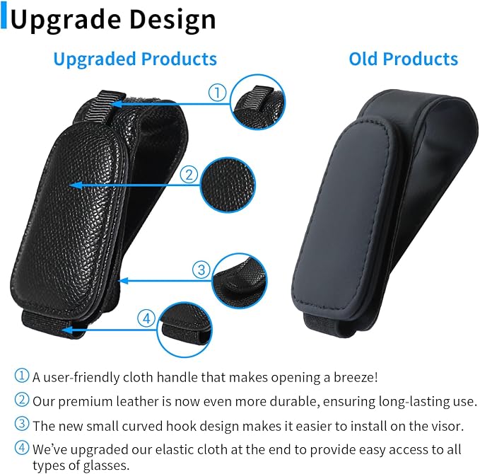 2 Packs Magnetic Sunglass Holder for Car Visor (Black) | Magnetic Interior Car Accessories
