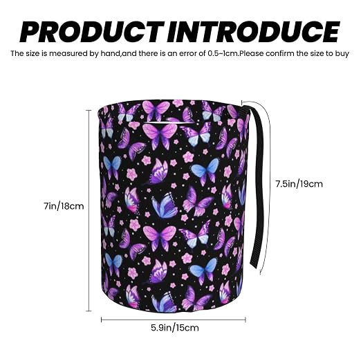 Car Trash Bag Butterfly Purple Hanging Back of Seat Car Portable Trash Bag Butterfly Purple Waterproof One-Handed Portable Strap Drawstring Garbage Bags 2 Pieces Car Coasters