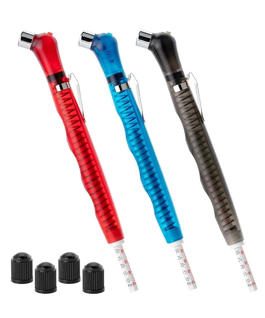 Pencil Tire Gauge - 3 Pack, 10-75 PSI, Car & Bike Tire Pressure Gauge