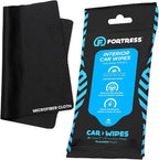 Car Interior Wipes with Microfiber Cloth (25 ct.) for Car Interior Cleaning, Dashboard, Seats, Detailing, and Steering Wheel [Travel Size] Skin-Safe Car Interior Cleaner Supplies