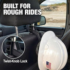2 Pcs Hard Hat Holder for Truck Seat - 3-Second Install Headrest Hook Hanger for Hardhat and Safety Vest Storage, Hard Hat Buddy Rack Accessories for Construction, Utility & Linemen Black