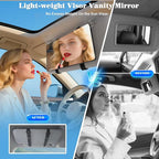 Large Car Visor Mirror,10" Vanity Makeup Mirror Wide View, Lightweight Car Makeup Mirrors for Large Sun Visor, Vehicle Accessories with Secure Reinforced Flexible Mount