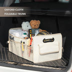 Car Trunk Organizer, Car Organizers and Storage Collapsible Multi Compartment Container Box, Adjustable Car Accessories for SUV Sedan Truck, Large Size, Beige
