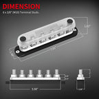 300A Bus Bar 12V Marine 12V Power Distribution Block with Cover 6 x 3/8" (M10) Terminal Studs Max 300V AC 48V DC Positive & Ground Busbar for Automotive Car Boat