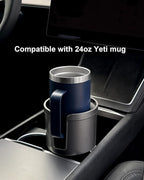Upgraded Car Cup Holder Expander Adapter with Offset Adjustable Base, Compatible with Yeti 14/24/36/46oz Ramblers, Hydro Flasks 32/40oz, Other Large Bottles Mugs in 3.5"-4.0", Silver 1 Pack