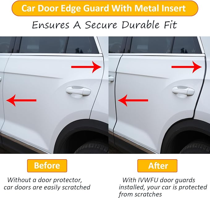 33FT(10M) Car Door Edge Guards Door Trim Edge Protector with Built-in Metal Clips, Prevent Scratches and Dings for Cars Trucks, Black