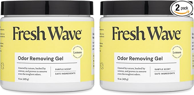 Lemon Odor Removing Gel, 15 oz., Pack of 2 - Safer Odor Absorbers for Home, Natural Plant-Based Odor Eliminator, Every 15 oz. lasts 30-60 Days, For Cooking, Trash & Pets