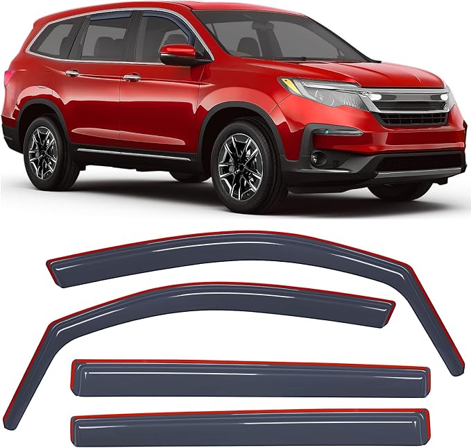 in-Channel Window Visors for Honda Pilot 2016-2022, Not Fit for Touring/Elite/Black Edition, Side Window Deflectors Rain Guards for Cars, Sleek Low Profile Design, Light Smoky Blue, 4PCS
