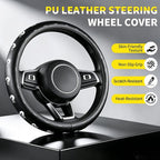 Skull Pattern PU Leather Steering Wheel Cover, Non-Slip Neoprene Lining, Universal Fit 14.5-15 Inch for Car, Truck, SUV