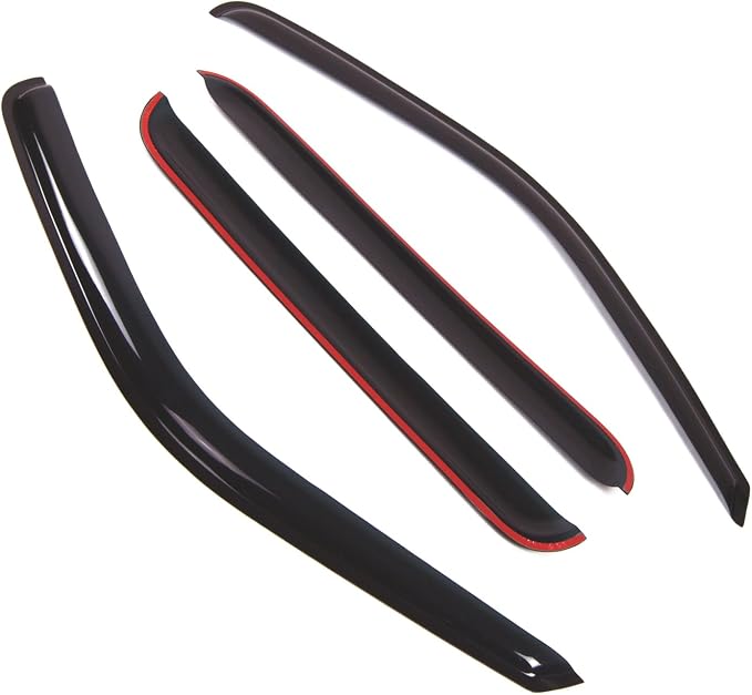 Outside Mount Window Vent Visors Rain Guards Compatible with Ford Excursion 2000-2002 | Side Window Wind Deflectors Rain Shields | Black Tinted, 4 Pcs Set, BGWV-507