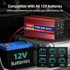 4000W Pure Sine Wave Power Inverter 12V DC to 110V 120V AC for Vehicles | Inverter for Car with 4 AC Outlets and LCD Display, 8000W Peak, Car Converter for Solar, RV, Truck, Home, Off-Grid, Camping
