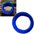 Fluffy Steering Wheel Cover for Women Fuzzy Steering Wheel Cover Winter Warm Faux Wool Plush Car Wheel Cover Furry Steering Wheel Protector Universal Fit 15 Inch (Blue)