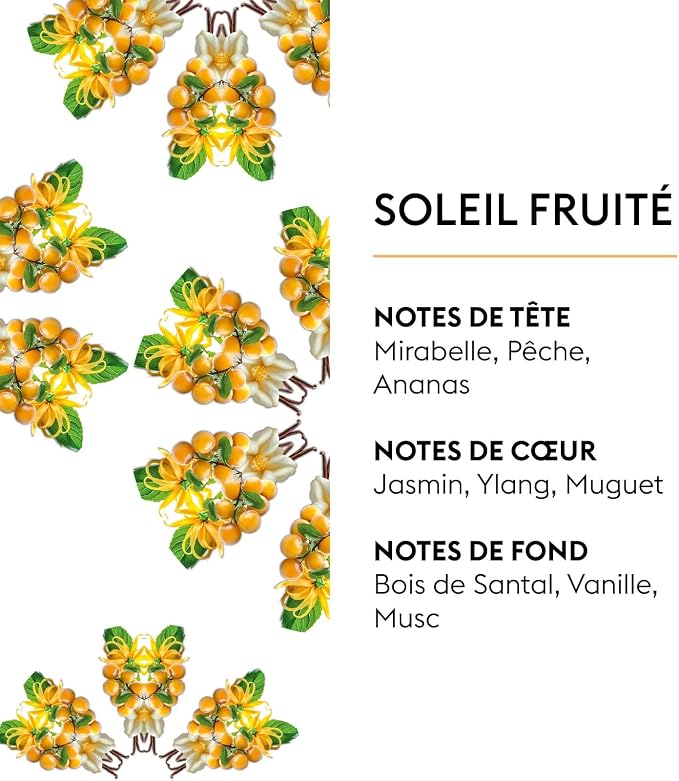 Car Diffuser Refill Set, Fruity Sun | Plum Peach Pineapple Notes, 2 Ceramic Inserts, Fits Vent Clips, 4-Week Diffusion, Made in France