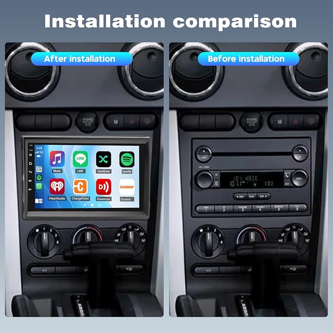 7" Android 14 Car Stereo Radio for Ford Mustang 2005 2006 2007 2008 2009 with Carplay Android Auto,Touch Screen Car Radio with GPS Navigation Bluetooth WiFi FM RDS SWC AHD Backup Camera, 2+32G