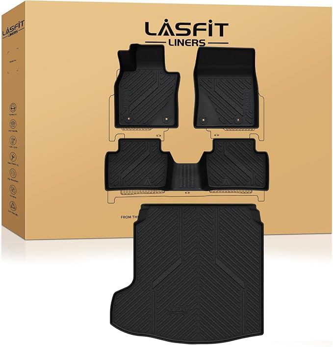 Floor Mats & Cargo Liner Fit for Mazda 3 2019-2026 (Only Fits Sedan) All Weather TPE Custom Fit 2019-2024 2025 2026 Floor Liners Front & Rear Row & Trunk Full Set Mats Accessories, Black