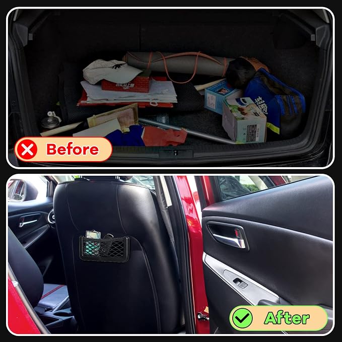 2 Pcs Boat Storage Net Bag, ABS Plastic Car Framed Mesh Net Holder, Phone & Cargo Organizer with Screws for Auto, Rv, Boat, Pontoon, Truck Pocket Storage (6.7 x 3.15 Inch)